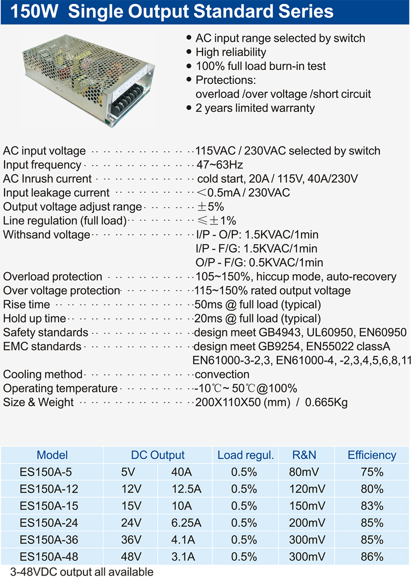 150W-Single-Output-Standard-Series