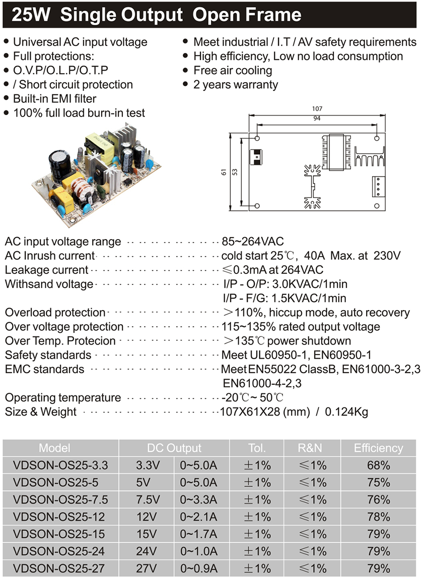 25W-Single-Output-Open-Frame
